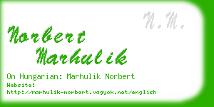 norbert marhulik business card